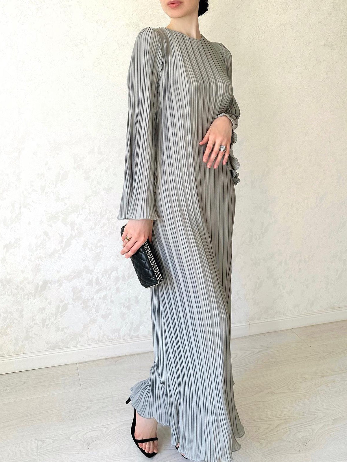 Plisse Long Maxi Dress