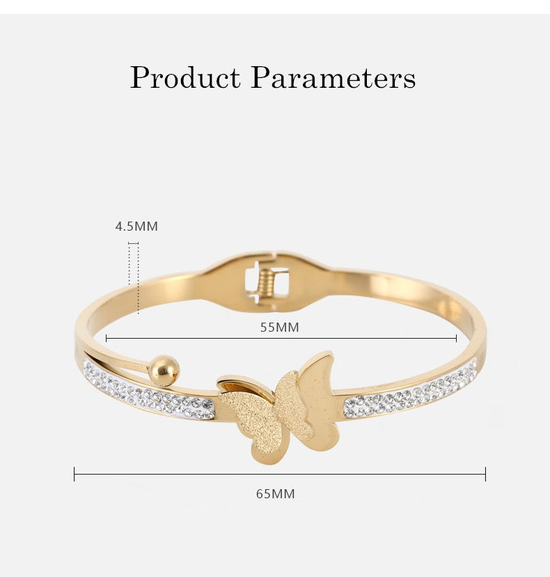 Gold-Toned Butterfly Bracelet with Dazzling Stones