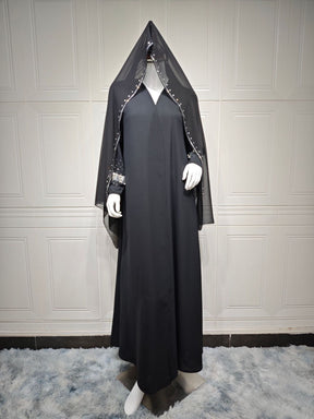 Crystal Elegance Open Abaya Set