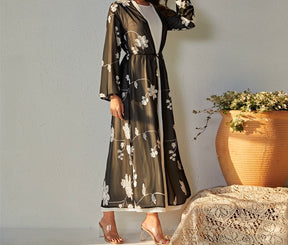 Floral Chiffon Open Abaya