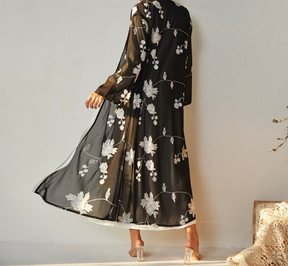 Floral Chiffon Open Abaya