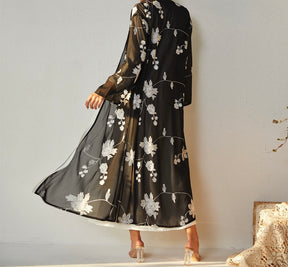 Floral Chiffon Open Abaya