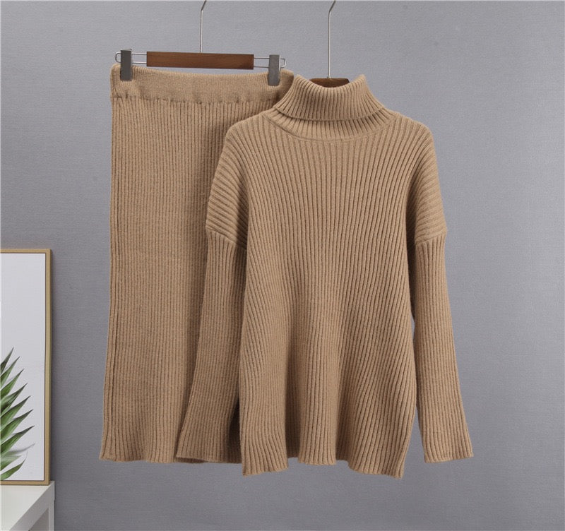 Luxe Knitted High-Collar Sweater Set