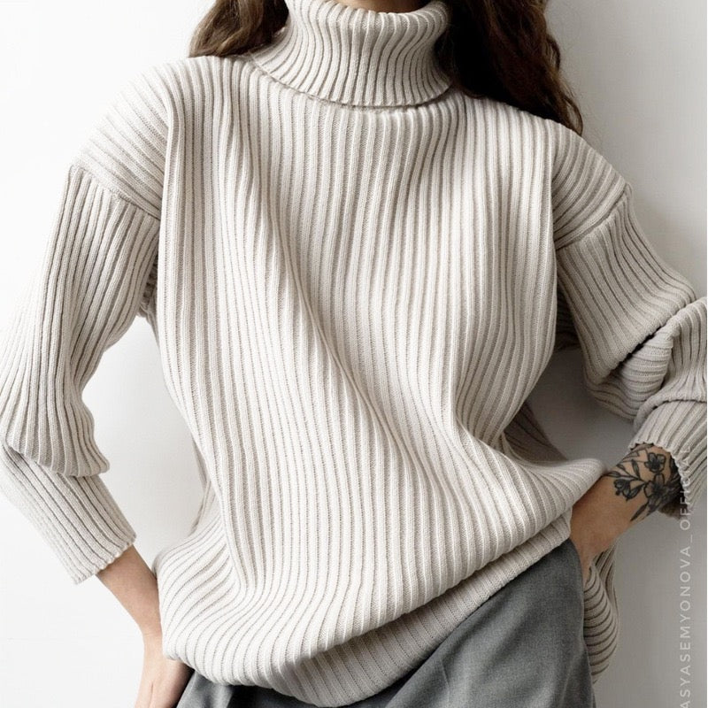 Luxe Knitted High-Collar Sweater Set