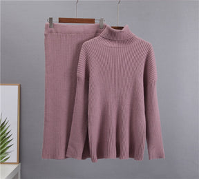 Luxe Knitted High-Collar Sweater Set