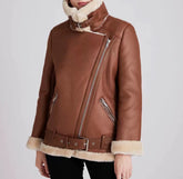 Contrast Hooded Faux Shearling Jacket